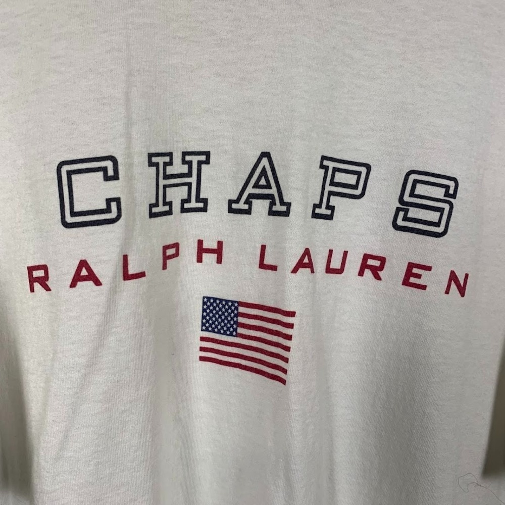 Chaps Ralph Lauren V Neck T Shirt Top White Mens Large Made in‎ USA 100% Cotton - Picture 2 of 8